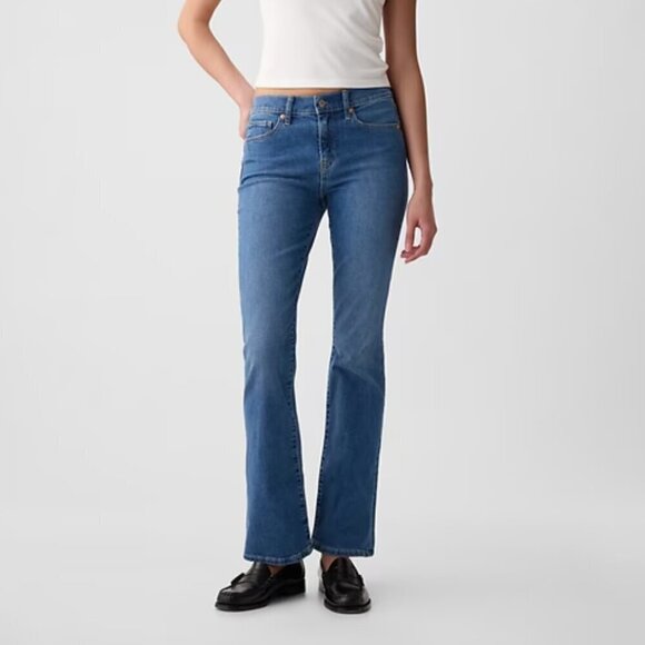 Gap Women Jeans 28" Mid Wash Mid Rise Baby Boot Stretch Denim Coastal Cowgirl - Picture 1 of 11
